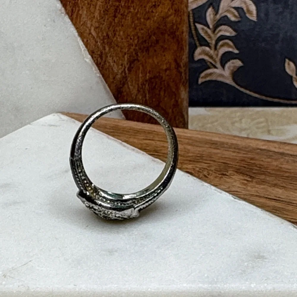 Vintage Estate Black X Silver Toned Men's Ring Size 8.5 Lot D32